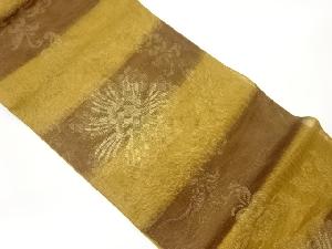 金通し横段に変わり華紋模様織出し夏用全通袋帯